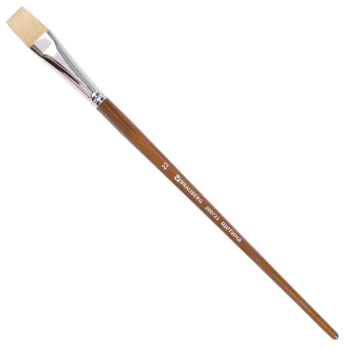 Кисть художественная профессиональная BRAUBERG ART CLASSIC, №22, щетина, плоская, длинная ручка