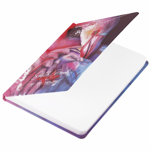 Скетчбук BRAUBERG ART DEBUT "Фламинго", белая бумага, 145х203 мм, 80 л., резинка, твердый фото 7