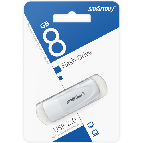 Флеш-диск 8GB SMARTBUY Scout USB 2.0, белый, SB008GB2SCW фото 5