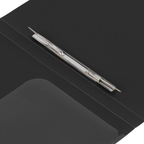 Папка с металлическим скоросшивателем и внутренним карманом BRAUBERG, черная, до 100 листов, 0,6 мм фото 9