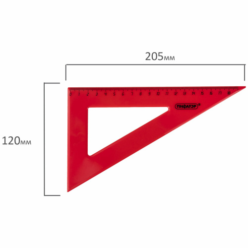 Треугольник ПИФАГОР, 30х18 смнепрозрачный, ассорти, пластиковый фото 3