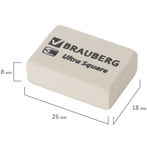 Ластик BRAUBERG "Ultra Square", 26х18х8 мм, белый, натуральный каучук фото 5