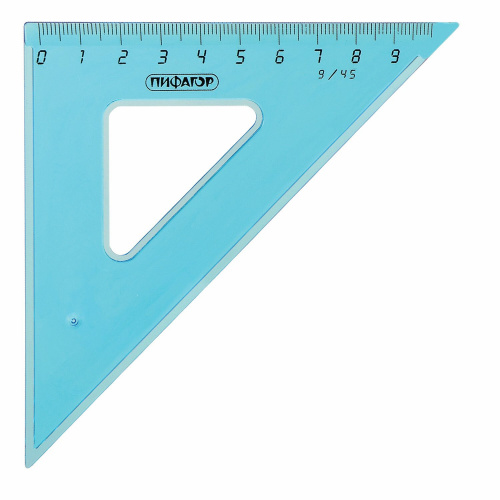 Набор чертежный средний ПИФАГОР, линейка 20 см, 2 треугольника, транспортир, тонированный фото 6