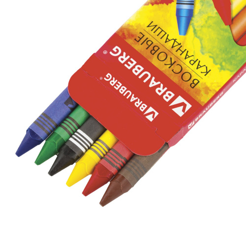 Восковые карандаши BRAUBERG "АКАДЕМИЯ", 6 цветов фото 3