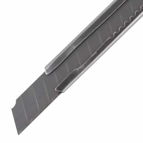 Нож канцелярский STAFF "Manager", 9 мм, усиленный, металлический корпус, автофиксатор, клип фото 10