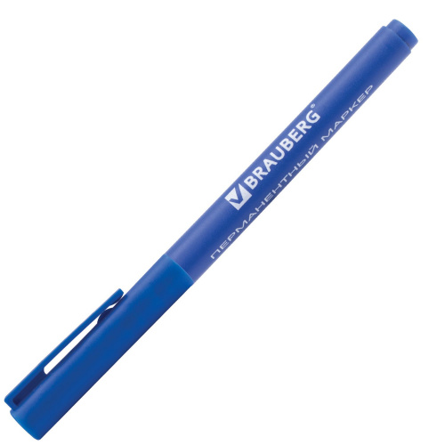 Маркер перманентный (нестираемый) BRAUBERG "CLASSICLine", корпус тонкий, наконечник 1 мм, синий фото 8