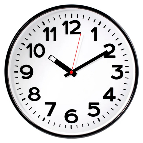 Часы настенные круглые "TROYKA" 30,5х30,5х5,5 см, белые, черная рамка. (Китай)