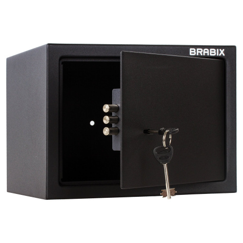Сейф мебельный BRABIX "SF-230KL", 230х310х250 мм, ключевой замок, черный