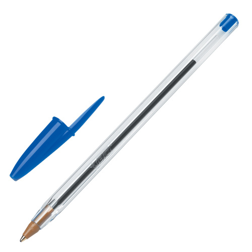 Ручка шариковая BIC "Cristal", корпус прозрачный, узел 1 мм, линия письма 0,32 мм, синяя фото 7