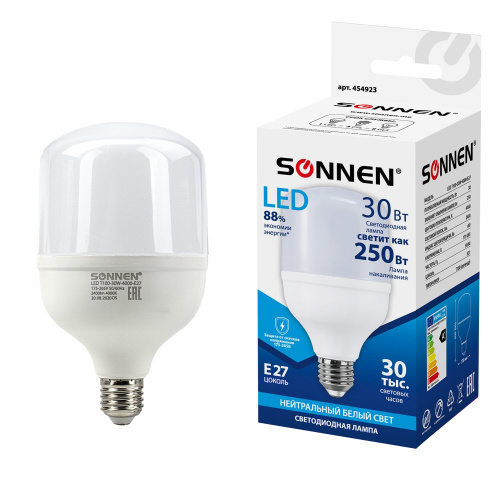 Лампа светодиодная SONNEN, 30 (250) Вт, цоколь Е27, цилиндр, нейтральный белый, 30000 ч фото 6