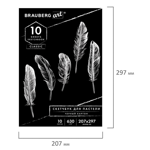 Альбом для пастели BRAUBERG, 10 л., 207x297 мм, картон черный тонированный фото 2