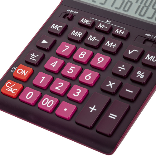 Калькулятор настольный CASIO, 210х155 мм, 12 разрядов, двойное питание, бордовый фото 6