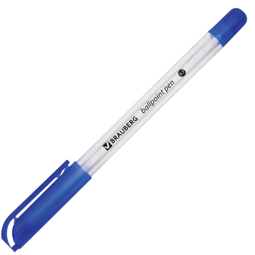 Ручка шариковая масляная BRAUBERG "Olive Pen", корпус прозрачный, 0,7 мм, линия 0,35 мм, синяя фото 4