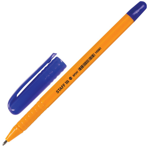 Ручка шариковая STAFF "EVERYDAY", шестигранная, корпус оранжевый, линия письма 0,5 мм, синяя