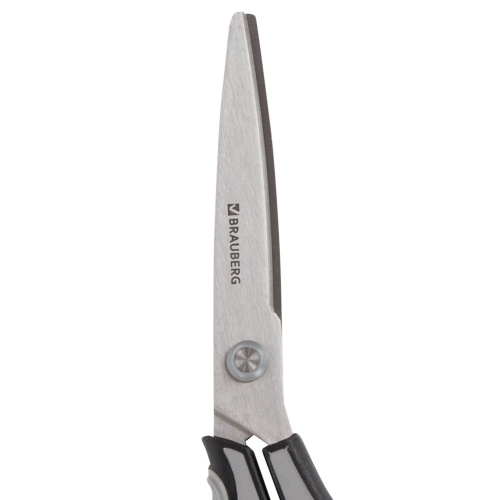 Ножницы BRAUBERG "SUPER", 210 мм, серо-черные, 2-х сторонняя заточка, эргономичные ручки фото 5
