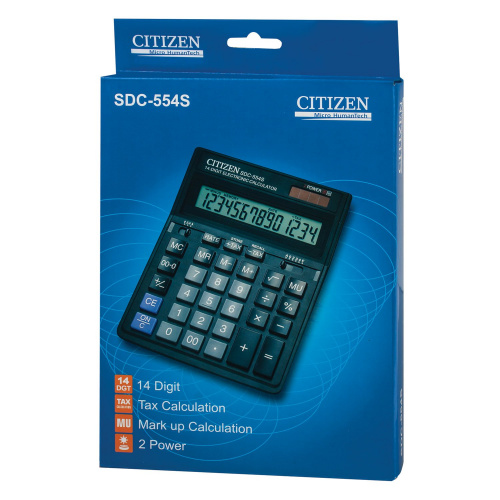 Калькулятор настольный CITIZEN, 199x153 мм, 14 разрядов, двойное питание фото 2