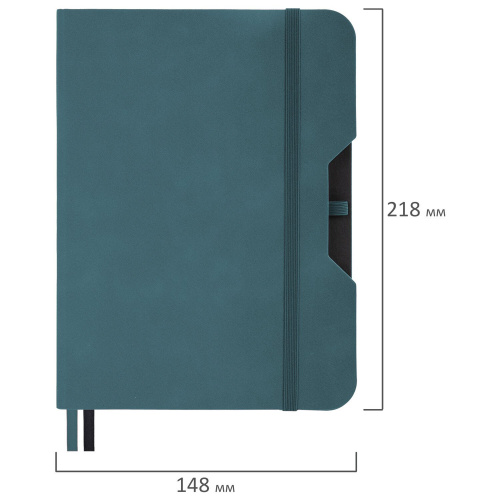 Блокнот BRAUBERG "NOTE", А5, 148х218 мм, под кожу, с резинкой, 80 л., клетка, светло-серый фото 2