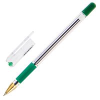 Ручка шариковая масляная с грипом MUNHWA "MC Gold", зеленая, корпус прозрачный,линия письма 0,3 мм