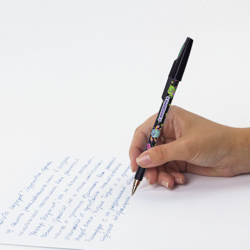 Ручка шариковая ЮНЛАНДИЯ "CUTE MONSTER", синяя, линия письма 0,35 мм фото 4