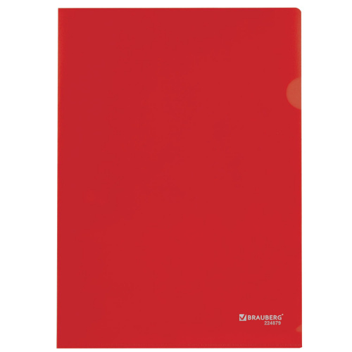 Папка-уголок жесткая, непрозрачная BRAUBERG, 0,15 мм, красная фото 6