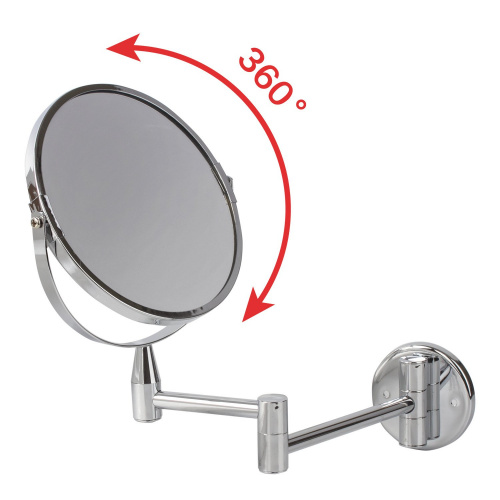 Зеркало настенное BRABIX, диаметр 17 см, двухстороннее, с увеличением, нержавеющая сталь, выдвижное фото 9