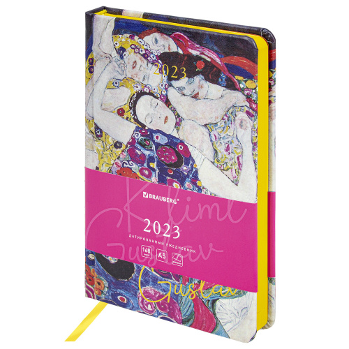 Ежедневник датированный 2023 BRAUBERG "Vista" "Klimt Gustav", А5, 138x213 мм, под кожу