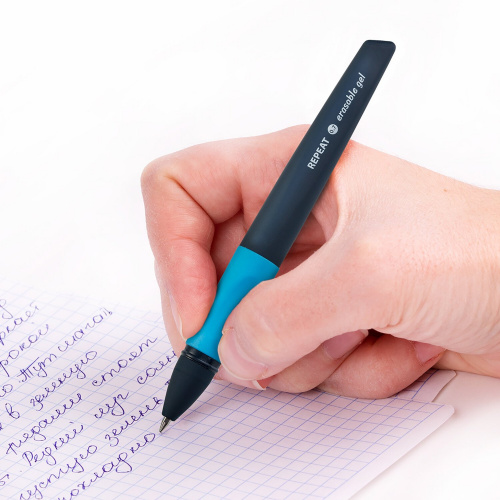 Ручка стираемая гелевая с эргономичным грипом BRAUBERG REPEAT, линия письма 0,5 мм, синяя фото 5