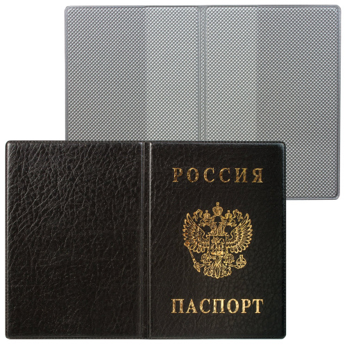 Обложка для паспорта с гербом ДПС, ПВХ, черная