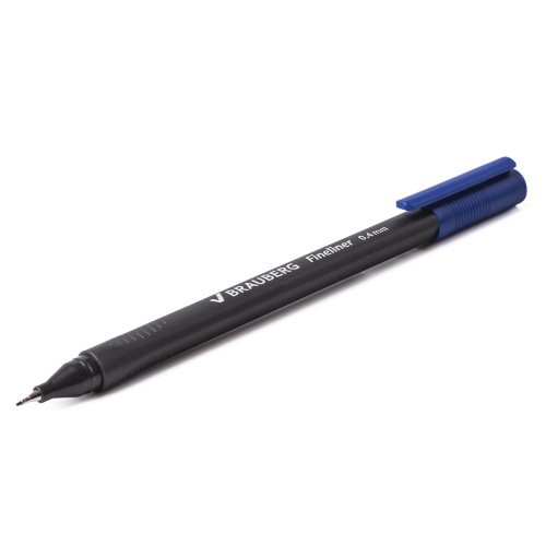 Ручка капиллярная (линер) BRAUBERG "Carbon", трехгранная, линия письма 0,4 мм, синяя фото 7