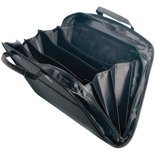 Папка-портфель пластиковая BRAUBERG, А4+, 4 отделения, 2 кармана, на молнии, черный фото 2