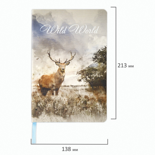 Ежедневник недатированный А5 (138х213 мм), BRAUBERG VISTA, под кожу, гибкий, 136 л., "Wild World" фото 8