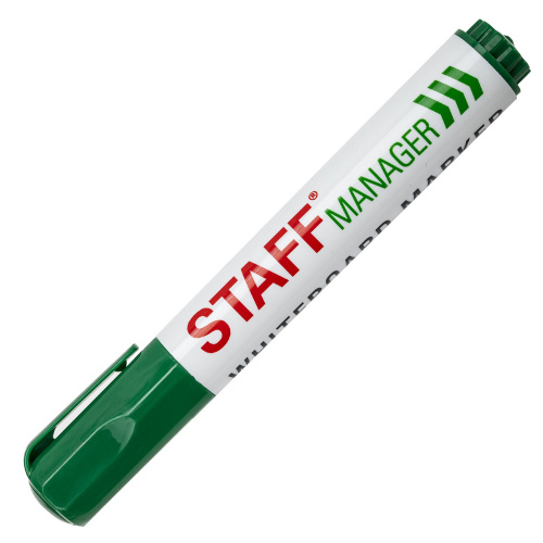 Маркер стираемый для белой доски STAFF "Manager", 5 мм, с клипом, зеленый фото 6
