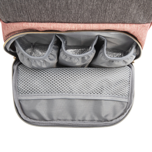 Рюкзак для мамы BRAUBERG MOMMY, 40x26x17 см, крепления на коляску, термокарманы, серый/бордовый фото 2