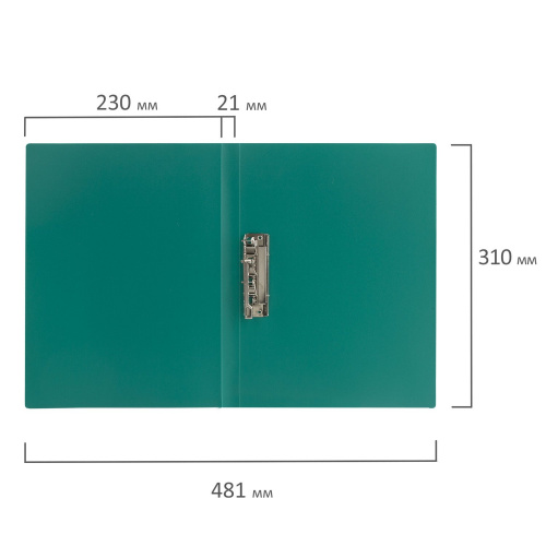 Папка с боковым металлическим прижимом BRAUBERG, стандарт, до 100 листов, 0,6 мм, зеленая фото 8