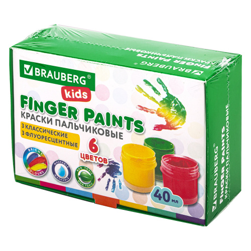 Краски пальчиковые для малышей от 1 года BRAUBERG "KIDS", 6 цв. по 40 мл фото 9