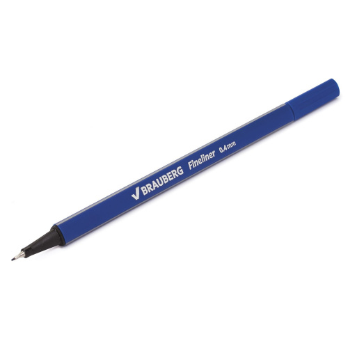 Ручка капиллярная (линер) BRAUBERG "Aero", трехгранная, металлический наконечник, синяя фото 3