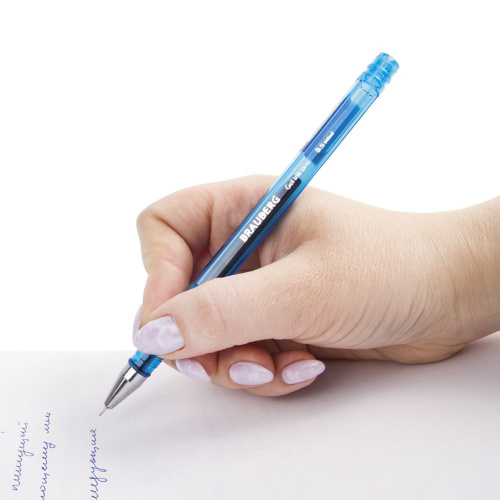 Ручка гелевая BRAUBERG "Income", корпус тонированный, линия письма 0,35 мм, синяя фото 4