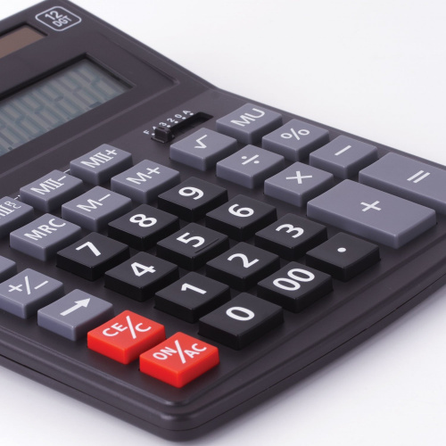 Калькулятор настольный ОФИСМАГ, 200x154 мм, 12 разрядов, двойное питание, черный фото 2