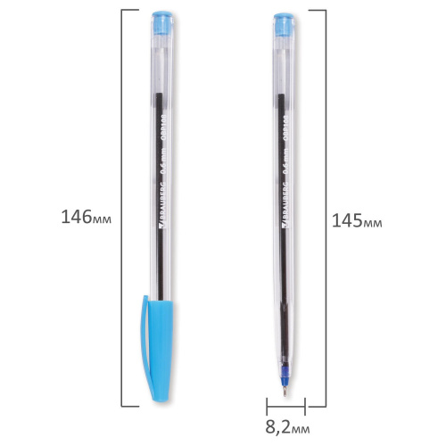 Ручка шариковая масляная BRAUBERG "Ice", корпус прозрачный, узел 0,6 мм, линия письма 0,3 мм, синяя фото 7