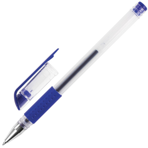 Ручка гелевая с грипом STAFF "EVERYDAY", корпус прозрачный, линия письма 0,35 мм, синяя фото 7