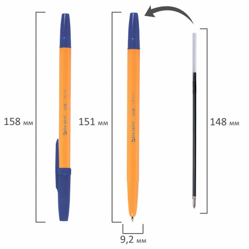 Ручка шариковая BRAUBERG "ORANGE Line", корпус оранжевый, линия письма 0,5 мм, синяя фото 7