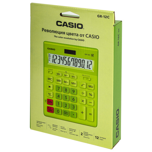 Калькулятор настольный CASIO, 210х155 мм, 12 разрядов, двойное питание, салатовый фото 7
