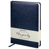 Ежедневник недатированный BRAUBERG, В5, 175х247 мм, под гладкую кожу, 160 л, темно-синий