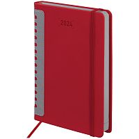 Ежедневник датированный 2024 А5 138x213 мм, BRAUBERG "Original", под кожу, бордо/серый