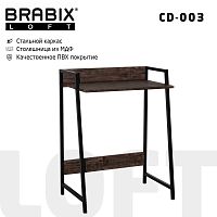 Стол на металлокаркасе BRABIX "LOFT CD-003", 640х420х840 мм, цвет морёный дуб