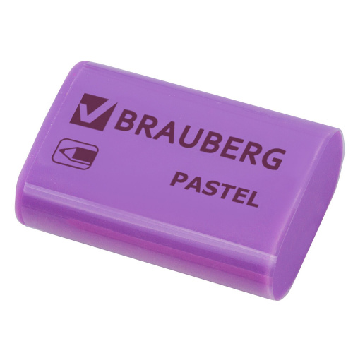 Ластик BRAUBERG "Pastel", 37х24х11мм, ассорти пастельных цветов фото 3