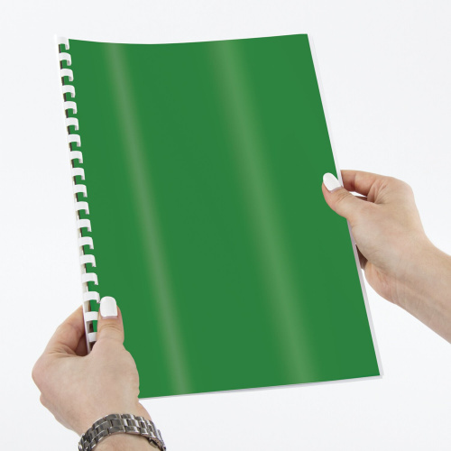 Обложки картонные для переплета BRAUBERG, А4, 100 шт., глянцевые, 250 г/м2, зеленые фото 5
