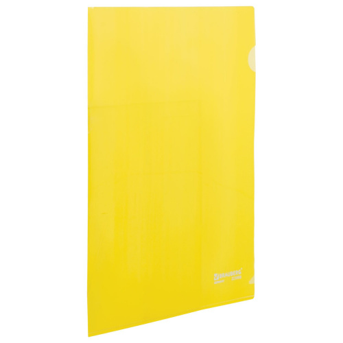 Папка-уголок BRAUBERG, 0,15 мм, желтая