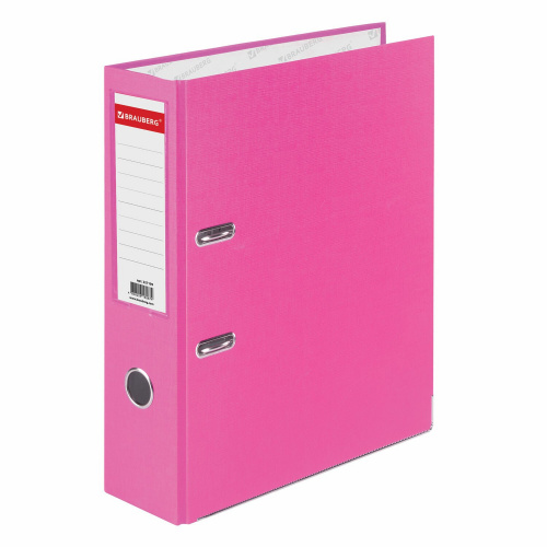 Папка-регистратор BRAUBERG, покрытие из ПВХ, 80 мм, с уголком, розовая