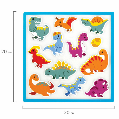 Наклейки обучающие тематические ЮНЛАНДИЯ "Динозавры", 20х40 см, многоразовые фото 4